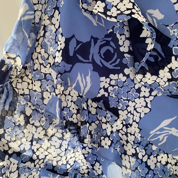 Lauren Ralph Lauren Blue Floral Ruffled Trim Georgette Skirt SZ 14 or 16 NEW - Picture 9 of 11